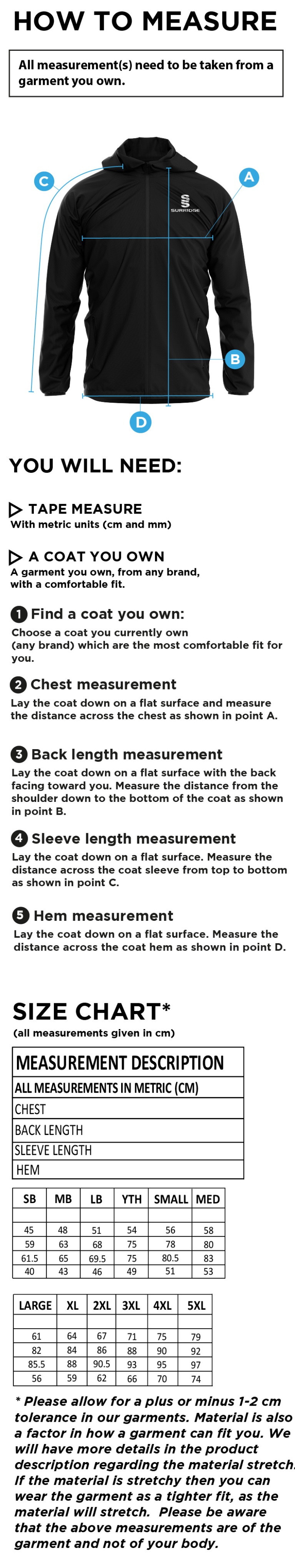 PRESTON HARRIERS Women's Dual Full Zip Training Jacket : Royal - Size Guide