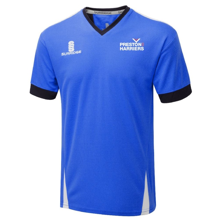 PRESTON HARRIERS BLADE T-SHIRT ROYAL/NAVY/WHITE
