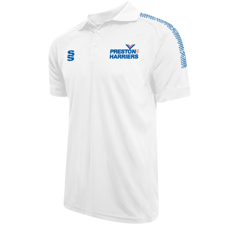 PRESTON HARRIERS OFFICIAL Youth's Dual Solid Colour Polo : White