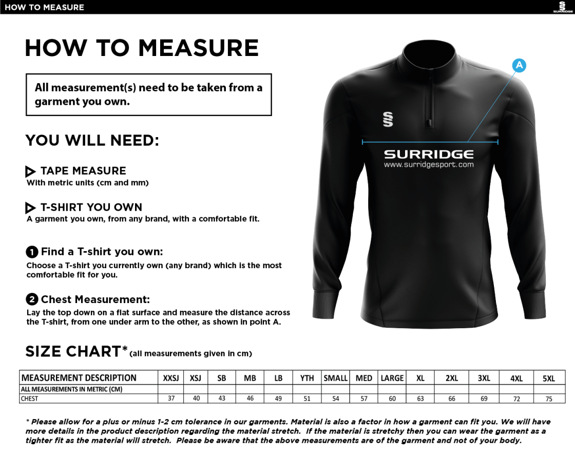 PRESTON HARRIERS BLADE PERFORMANCE TOP - Size Guide